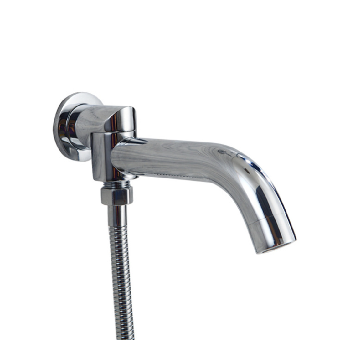 With Diverter 2-Way Outlet Swivel Spout Round Wall Mounted Mixer Tap Brass Faucet HJ-3002
