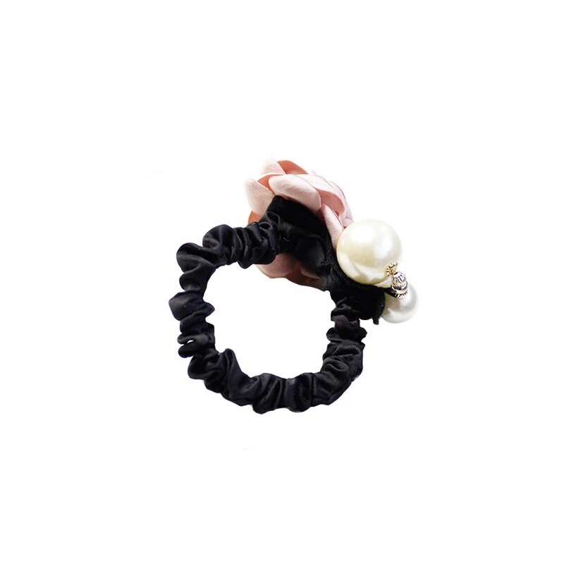 coréenne cheveux accessoires grande perle Rose fleur cheveux cravate camélia cheveux corde coiffe diamant-clouté élastique