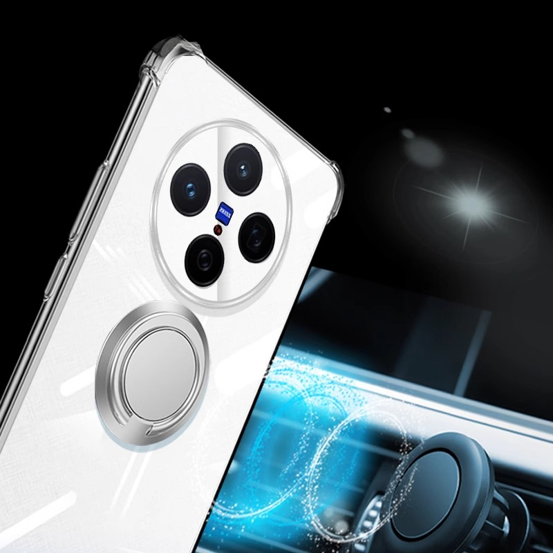 Case Voor Vivo X200 Ultra Magnetische Ring Houder Airbag TPU Cover Voor Vivo X200S X200 Pro Mini Schokbestendig Clear Silicone Back Shell
