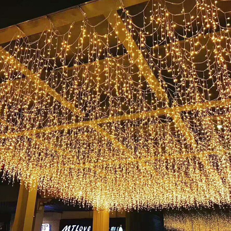 Luci natalizie decorazione esterna 4m 8m 16m 20m Droop 0.6m Led tenda ghiacciolo luci stringa capodanno 2021 ghirlanda fata luci