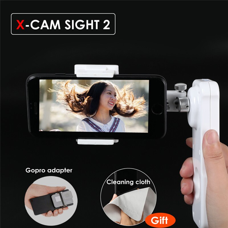 X-Cam Sight 2 Axis Smartphone Handheld Borstelloze Gimbal Video Stabilizer Mobiele stabiliserende Steadycam voor iPhone Samsung Telefoon: w cloth adapter