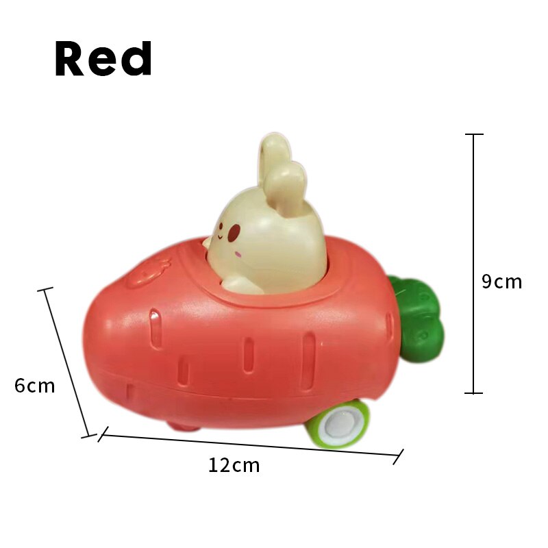 Cute Pet Animal Mini Car Toys For Baby Press Carrot Banana Cars With Music Pull Back Vehicles Press Cars For 1-6 Years Old: Carrot-Red