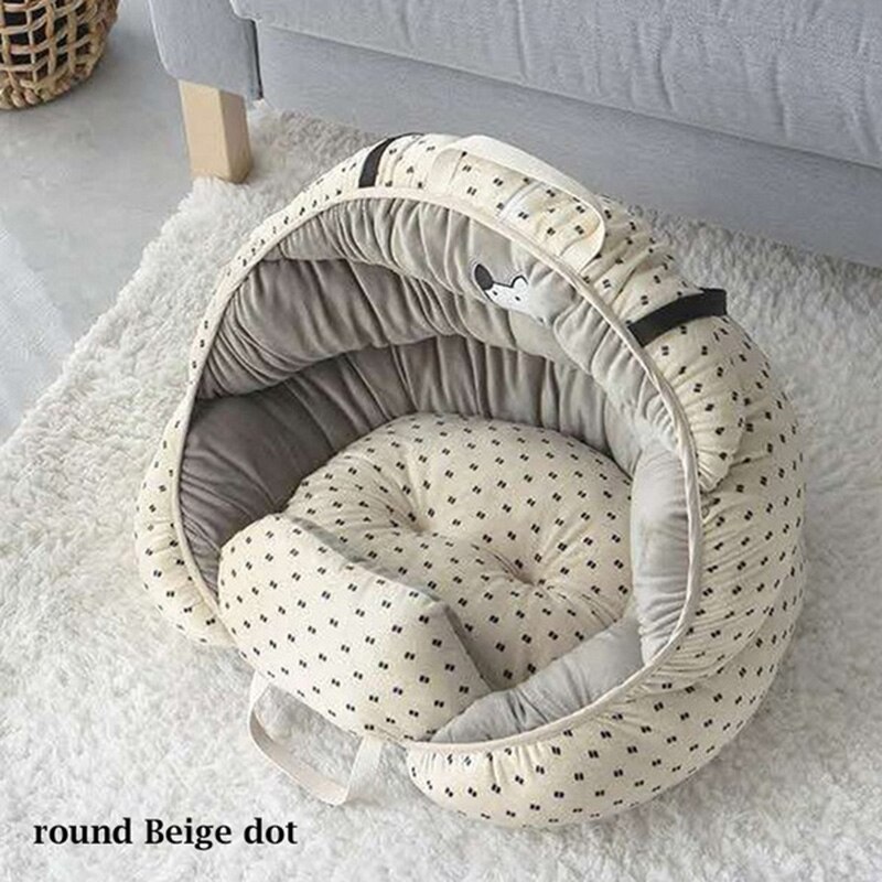 Multifonctionnel transporteur pour animaux de compagnie rehausseur lit de luxe chien voiture épaissir siège couverture matelas pour voyage extérieur intérieur chien lit: Type E-Beige spot