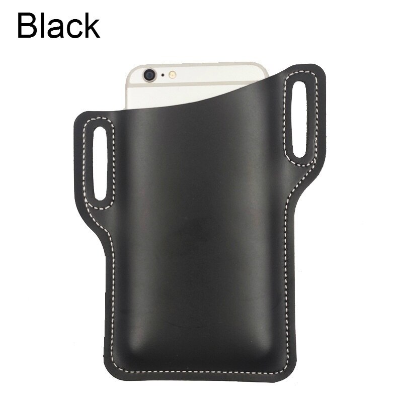 7 Kleuren Unisex Mobiel Leather Holster Belt Loop Case Riem Taille Telefoon Tas Mannen Vrouwen Cosplay Props Lederen Portemonnee Telefoon portemonnee: Black