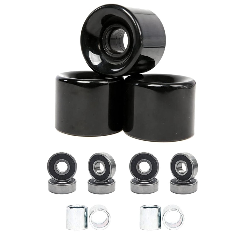 Pack of 4 60mm Skateboard Wheels + ABEC-9 Bearing Steel and Spacers Cruiser Wheels: Default Title