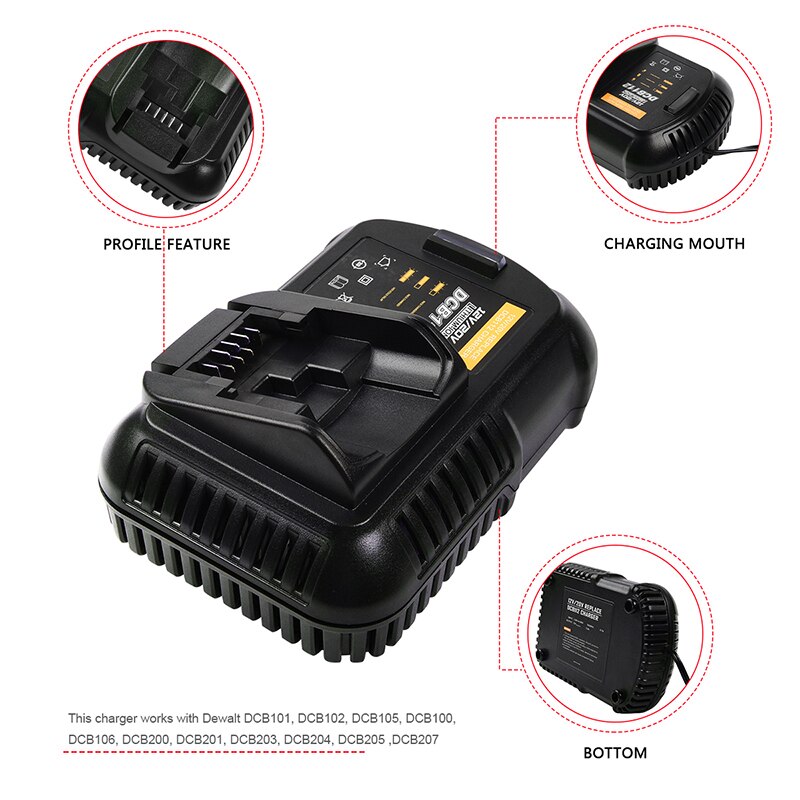 Cargador de batería de 12V/20V DCB112 DCB115 para Dewalt MAX, DCB201 DCB207 DCB200 DCB204 DCB203 DCB120 DCB101 DCB107 DCB105 Z50