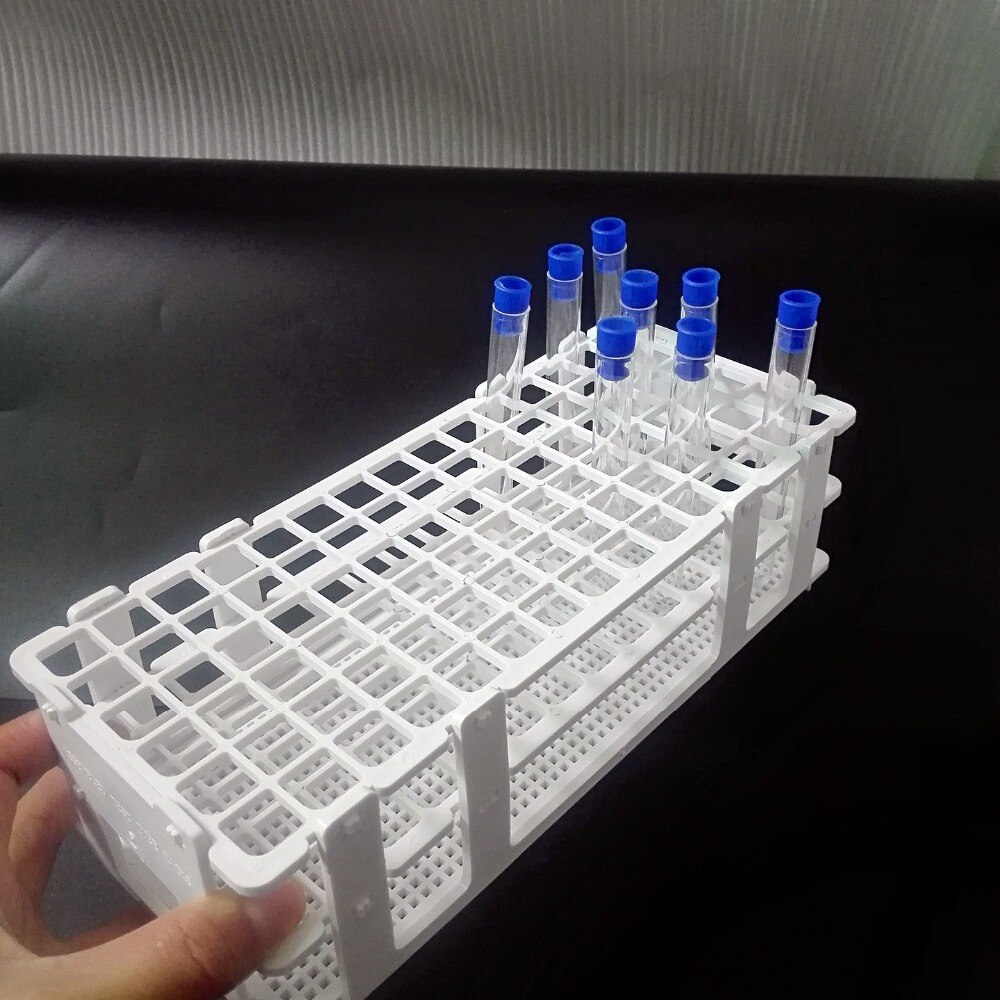 Tubos de prueba de laboratorio de 100 piezas, 13x100mm(8ml), con 1 pieza de soporte de tubos, 90 orificios