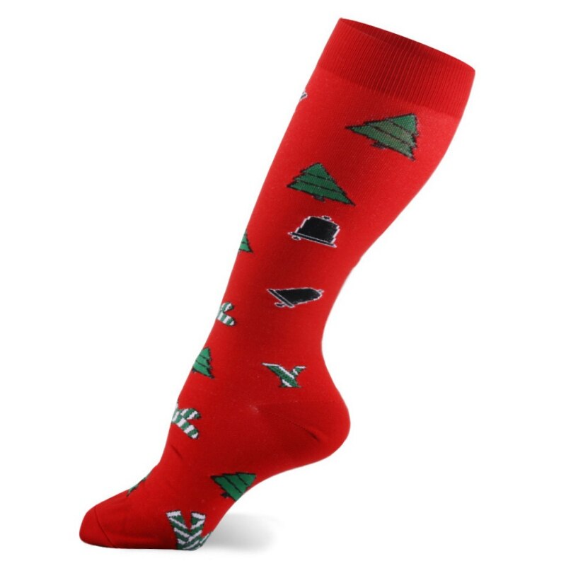 Kerstmis Grappige Kousen Casual Compressie Lange Sokken Stretch Elastische Kalf Kousen Sport Dragen: C1