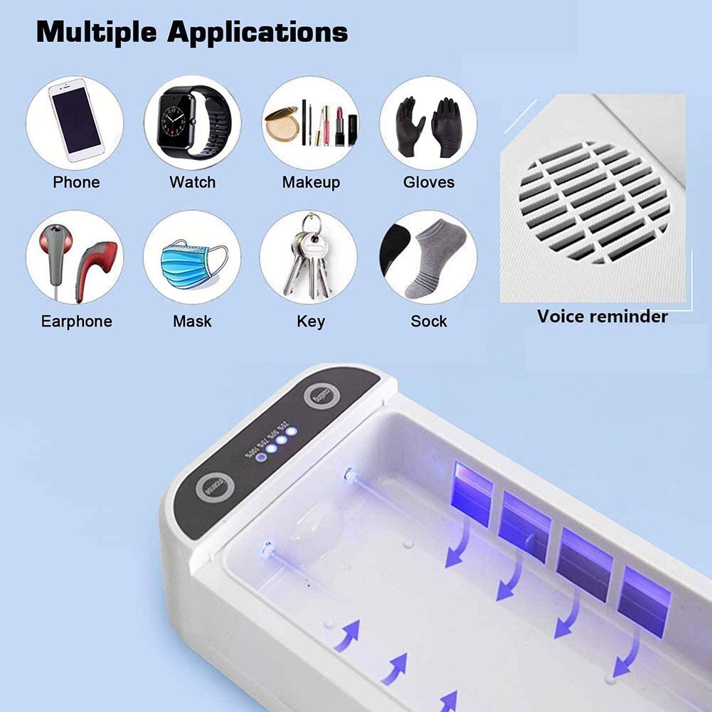Portable UV Sterilizer Box UV Disinfection Box Makeup Brush Manicure Mask Ultraviolet Cleaning Germicidal Sterilization Case