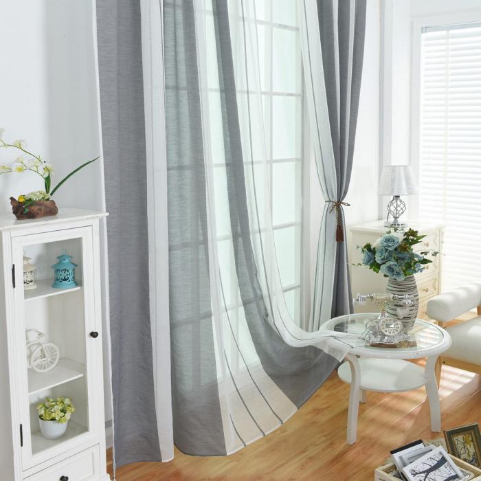 Écharpe de panneau pur de balcon en gaze | Beau rideau uni doux Simple rayé pour chambre à coucher, porte fenêtre de décoration de la maison https://www.aliex