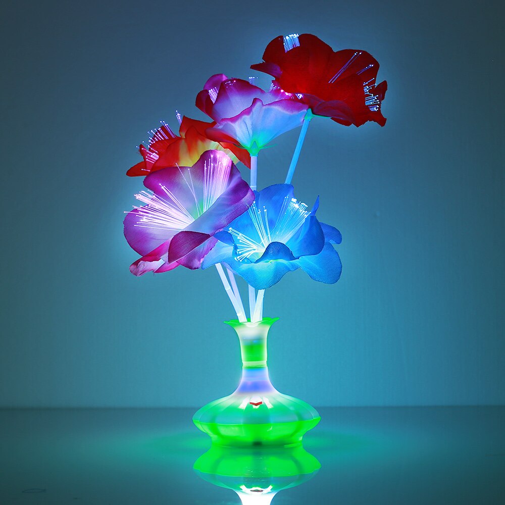 Fibre optique lampe fibre lampe à LED fibre fleur lumière belle colorée en plastique Kapok Vase noël maison Bouquet chambre fibre optique