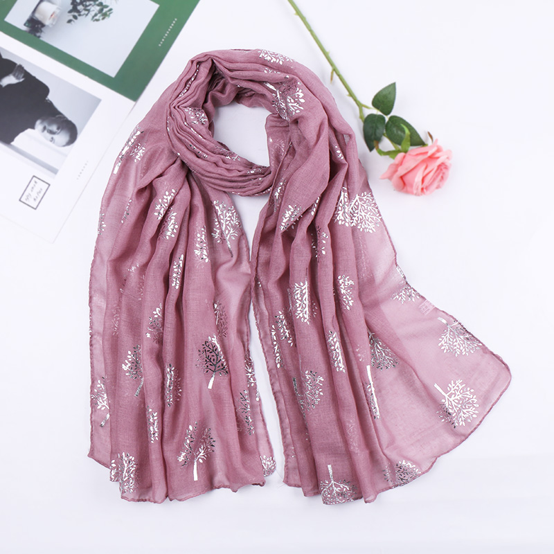 Vrouw Moslim Katoen Hijab Glitter Sjaal Zilver Boom Tulbanden Voor Vrouwen Shimmer Shawl Wrap Plain Hoofd Wraps Islamitische Sjaals Stola: Roest Rood