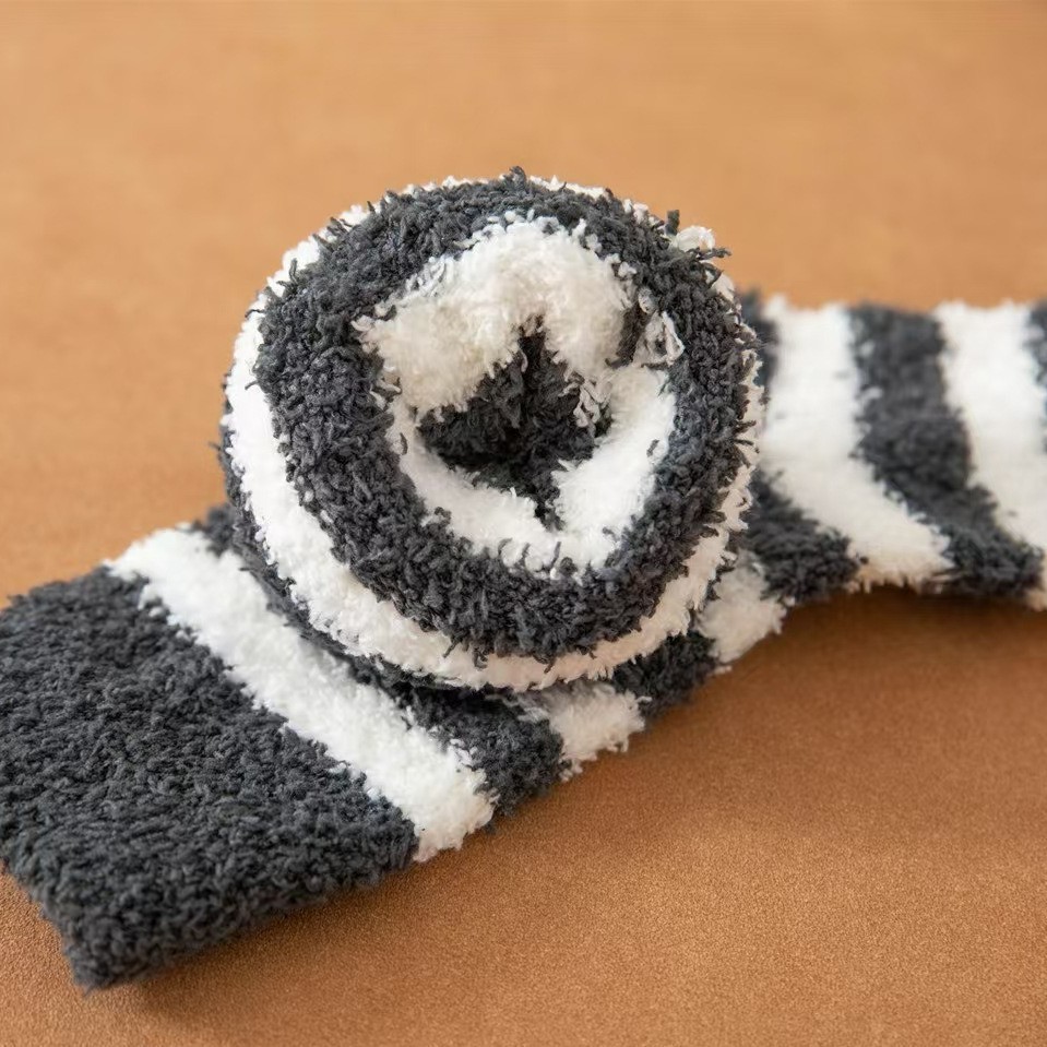 Meias listradas homem macio macio macio meias grossas coral veludo inverno quente casa piso interior terry toalha fuzzy sock masculino meias