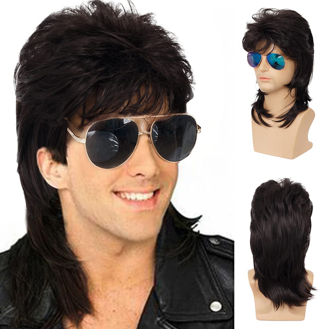 Syntetiske blonde mulletparykker for menn kostymer fancy festtilbehør cosplay hår 80s parykk | joe dirt parykk menns mullet joe dirt: #2