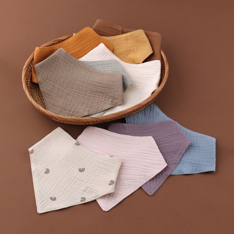 3Pcs Baby Bibs Cotton Newborn Snap Button Soft Triangle Saliva Towel Burp Cloth D5QA