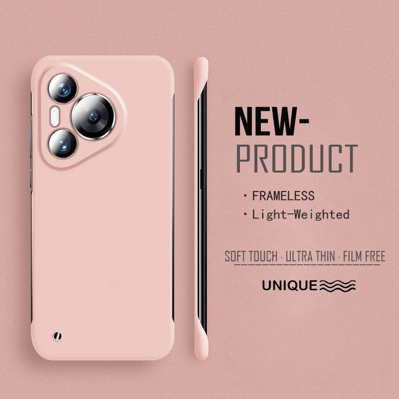 Ramlöst hårt pc matt telefonskal till huawei  p70 pro puro 70 ultra  p70 pro skyddande stötfångarskal: Aluminium / Rosa