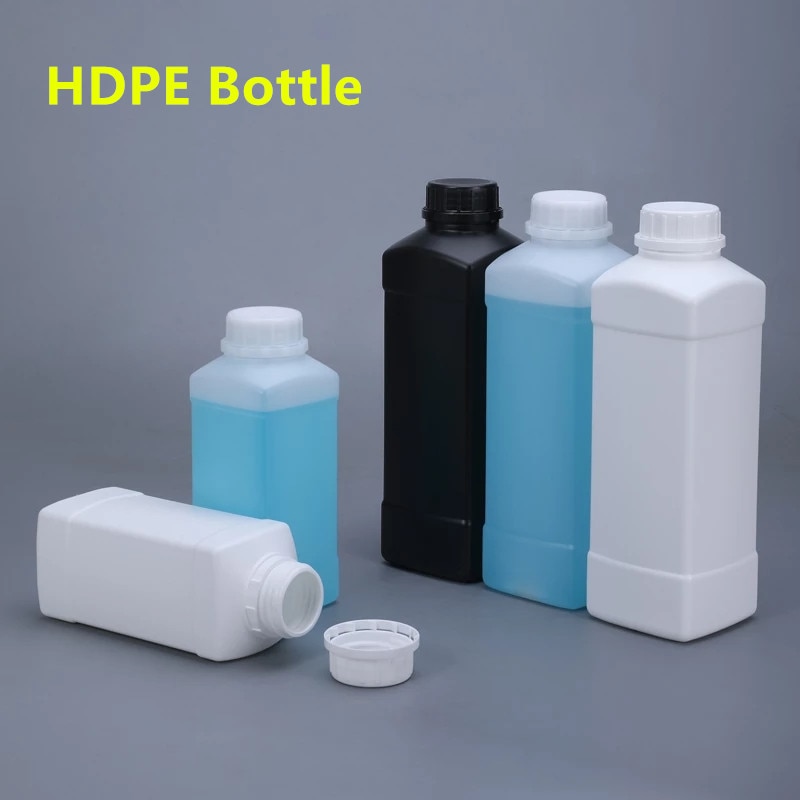 500ml 1000ml firkantet plastflaske med låg lækagesikker tom hdpe -beholder til malingshampoo flydende flasker 1 stk