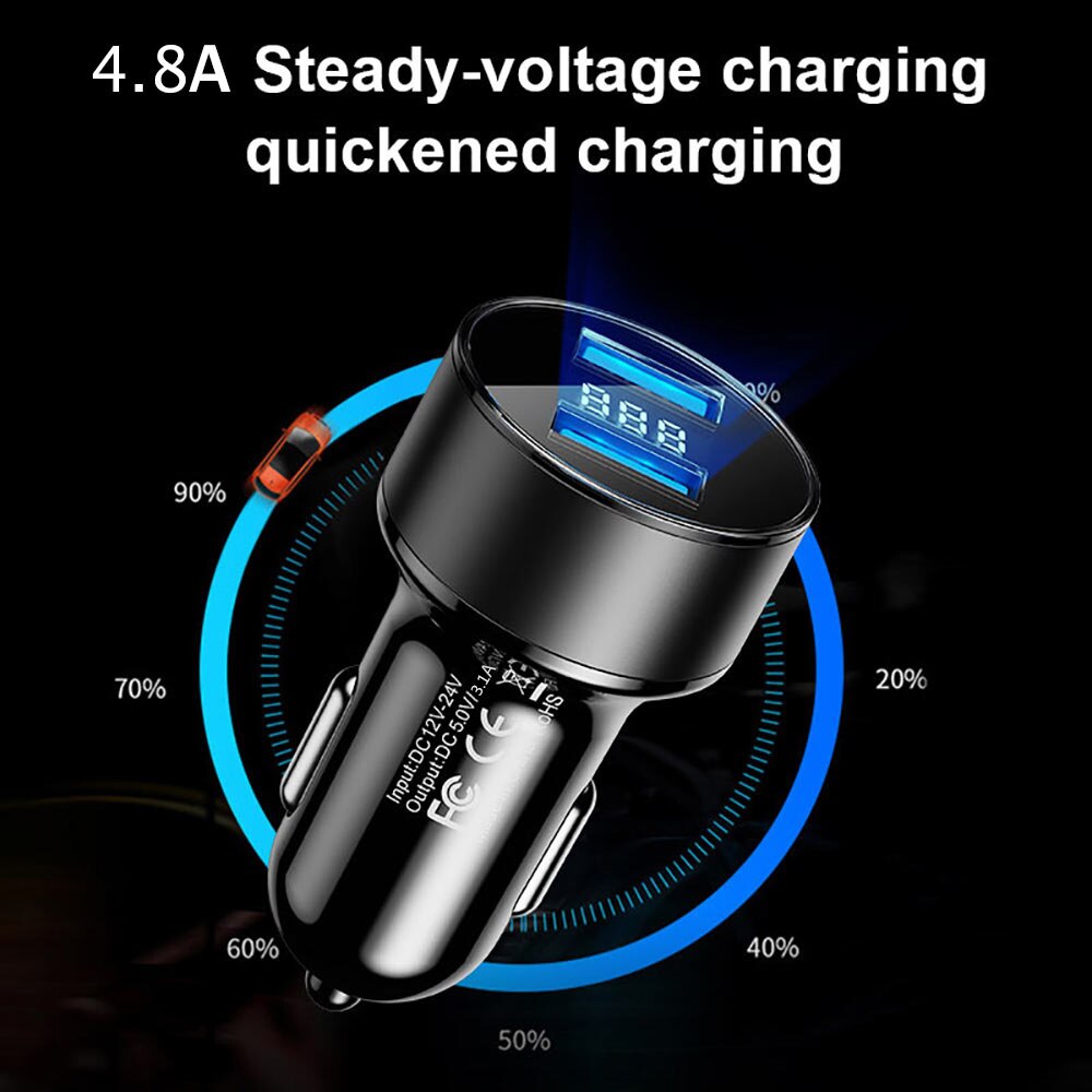 GTWIN-cargador USB Dual de 120W para coche, pantalla LCD, 12-24V, encendedor de cigarrillos, Cargador rápido, adaptador USB automático, multifunción actualizado