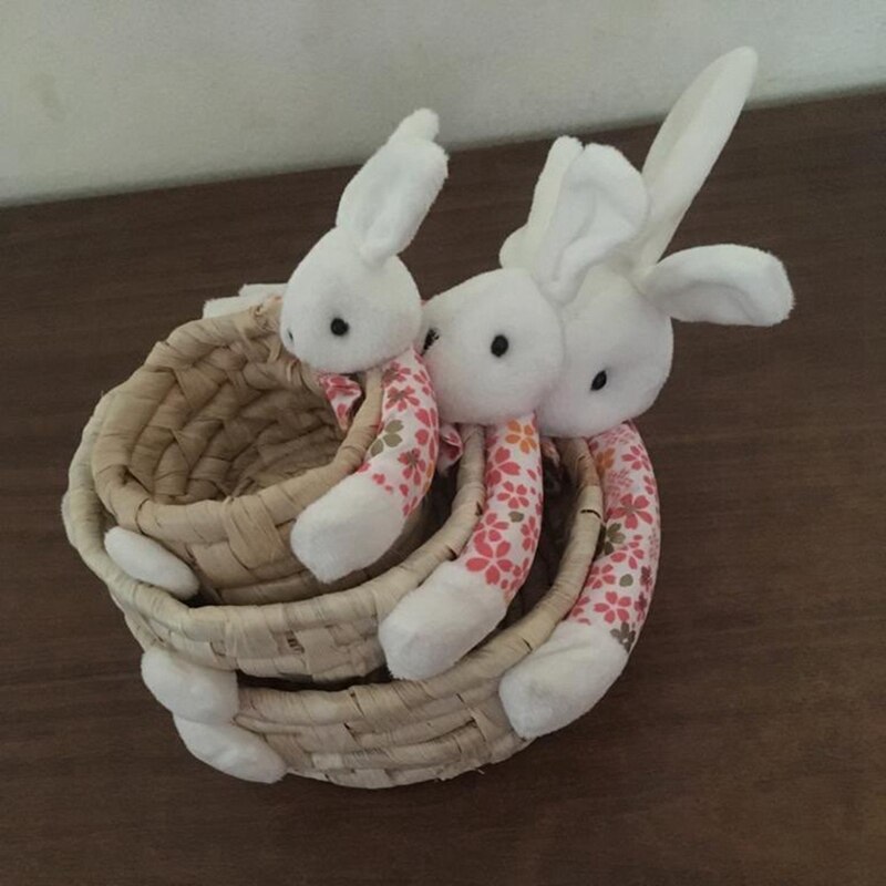 Cute Rabbit Storage Baskets Easter Rabbit Straw Basket Egg Basket Decoration Easter Home Decoration Ornaments