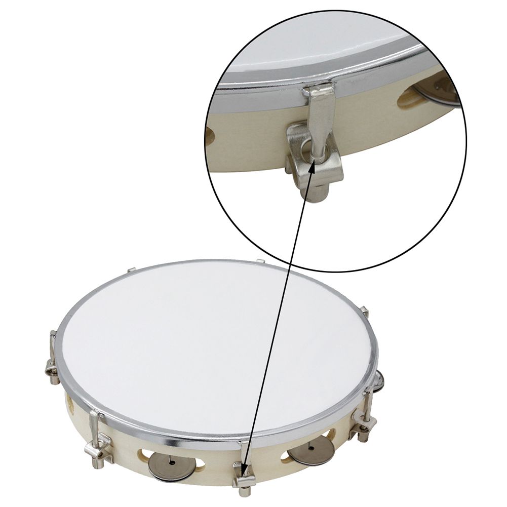 10 in Tambourine Capoeira Leather Drum Tambourine Samba Brasil Wooden Tambourine Precussion Music Instrument For 150 D