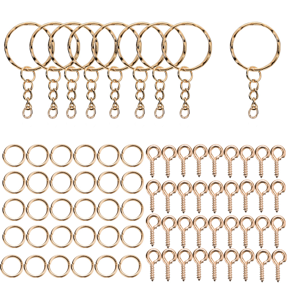 110/220pcs/Set Keychain Open Jump Rings Eye Pins Jewelry Making Accessories Kits for DIY Epoxy Resin Key Chain Key Ring Pendants