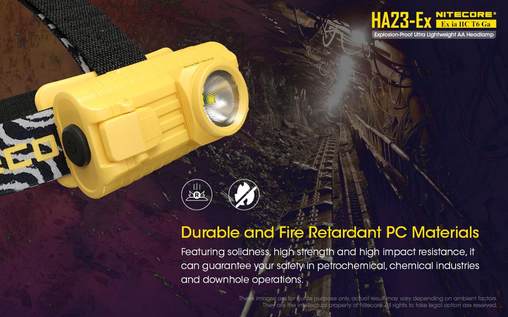 NITECORE HA23-Ex Headlamp100 lumen White light Explosion-proof Ultra Lightweight CREE XP-G LED headlight with AA Batteries