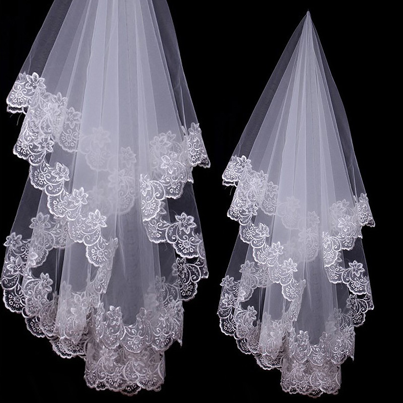 Wedding Accessories Short Bridal Veils Without Comb White Lace Veil Cheap Wedding Veils