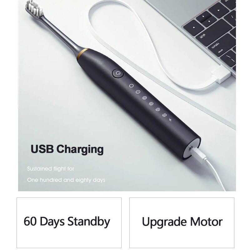 Sonic Electric Toothbrush Rechargeable Adult Timer Brush 42000 Time/Min Ultrasonic Washable Electronic Whitening Teeth Brush