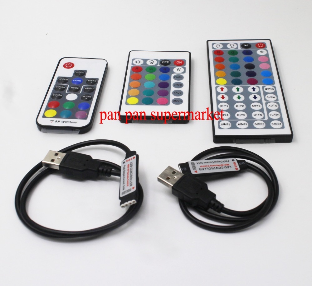 Mando a distancia USB de 3/17/24/44 teclas para tira de luces LED RGB de 5V-24V, 5050