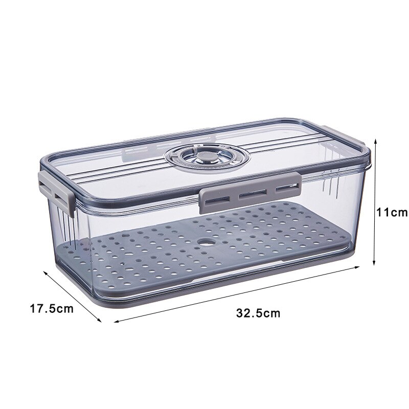 Refrigerator Storage Box Kitchen Storage Containers for Food Vegetable Fruit Timekeeping Frozen Storage Box Freezer Sealed Box: Grey 7006