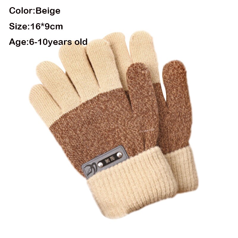 Children's Warm Gloves Kids Boys Thicken Keep Warm Finger Mittens Soft Multicolor Mosaic Color Children's Accessories: L