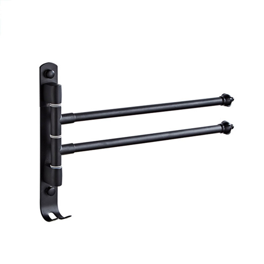 Wall Mounted Towel Rail Holder Stainless Steel Swivel Rack for Bathroom Kitchen _WK: 2  black