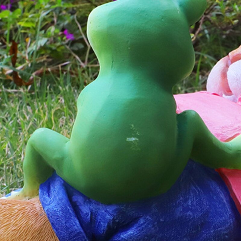 Garden Lying Rabbit and Frog Garden Statue Ornament Courtyard Sculpture Decoration Gardening Outdoor Decor