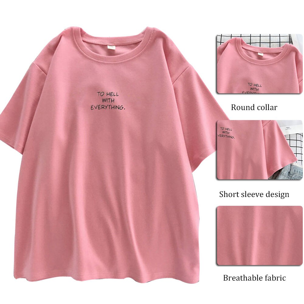 Camisetas de manga corta de estilo coreano Ulzzang para mujer, Top suelto de ocio Harajuku de talla grande 3XL, estampado de letras Chic, combina con todo