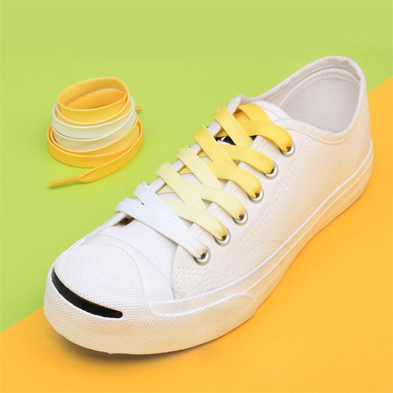 Cordones coloridos a la para zapatillas, cordones de lona de seda con gradiente de caramelo, arcoíris en crecimiento, 1 par: Yellow