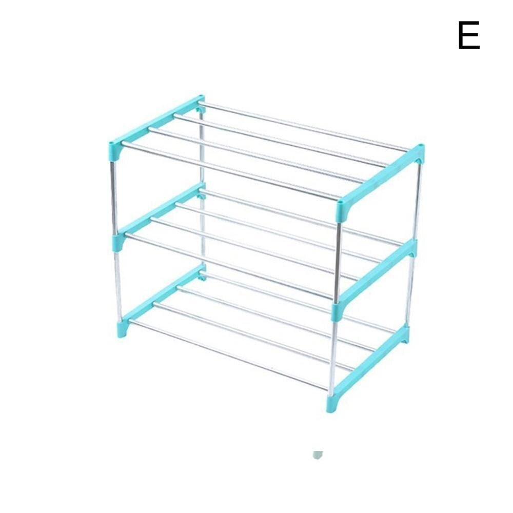 3/4 Tiers Stapelbaar Schoenenrek Opslag Plank Thuis Hal Schoenen Organizer Rvs Schoenenrek: E