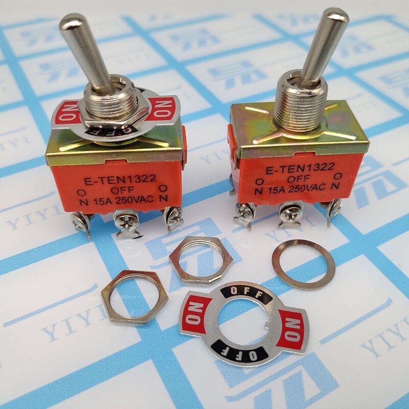 E-TEN1322 Double Pole Double Throw Toggle Switch Power Supply Shaking Rocker Switch Toggle Switch 6-pin 3 Gear Switch
