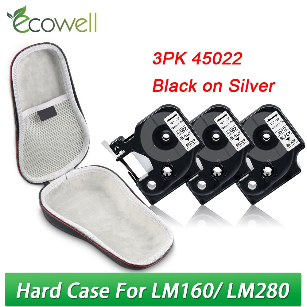 Ecowell przenośna torba podróżna dla Dymo LabelManager 160 280 D1 45013 LM160 drukarka do etykiet pokrowiec EVA ochronny podręczny schowek: 1 Case 3PK Set 14