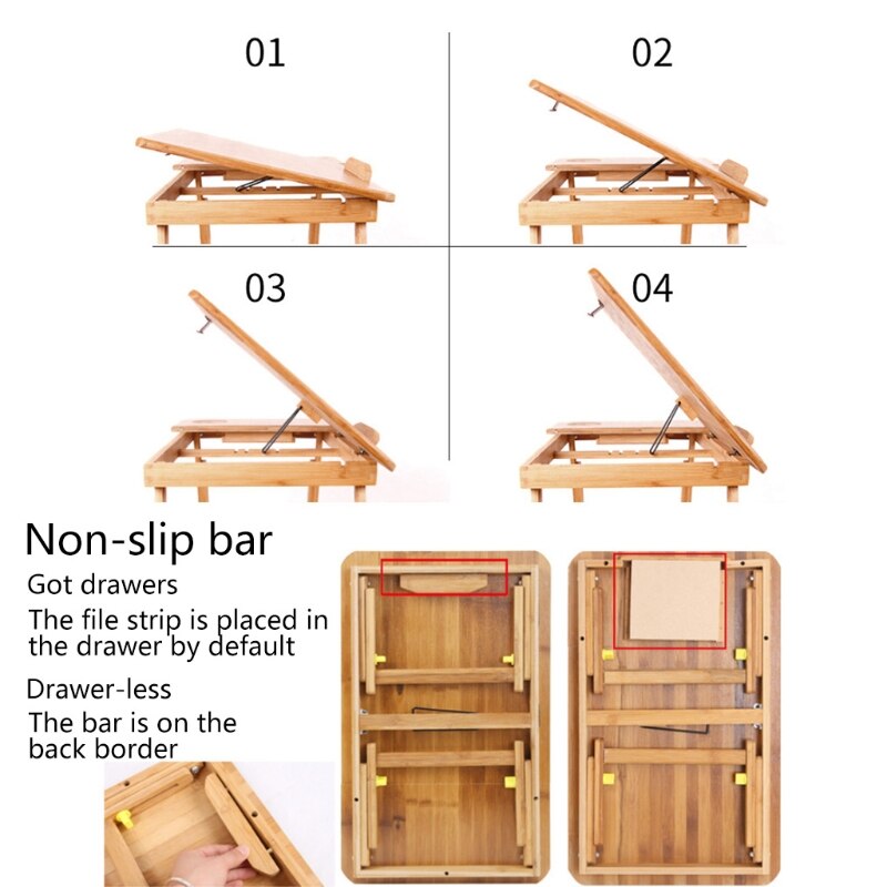 Laptop Bett Tablett Multi Multi-Aufgabe-ihren Bambus Runde Schreibtisch Klapp Tablett Smartphone Tablette Runde Tablett für Hausaufgaben Studie
