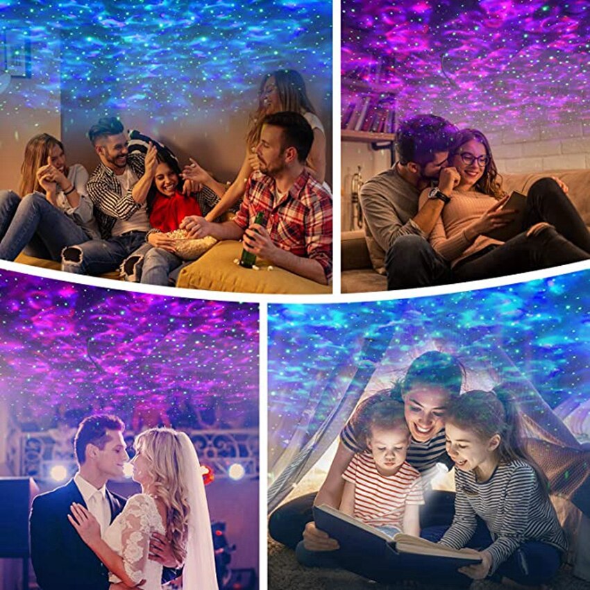 Colorful Starry Projector Light Sky Galaxy Bluetooth USB Voice Control Music Player Star LED Night Romantic Projection Lamp