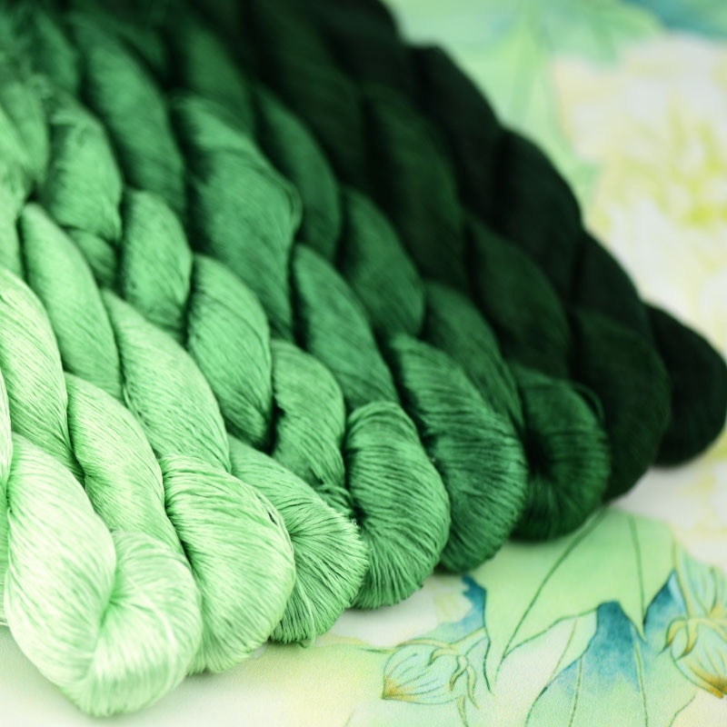 Zijde Borduurgaren/100% Zijden Draad/Hand Borduren Borduren Kruissteek/Emerald Green Serie/8 Pure kleuren