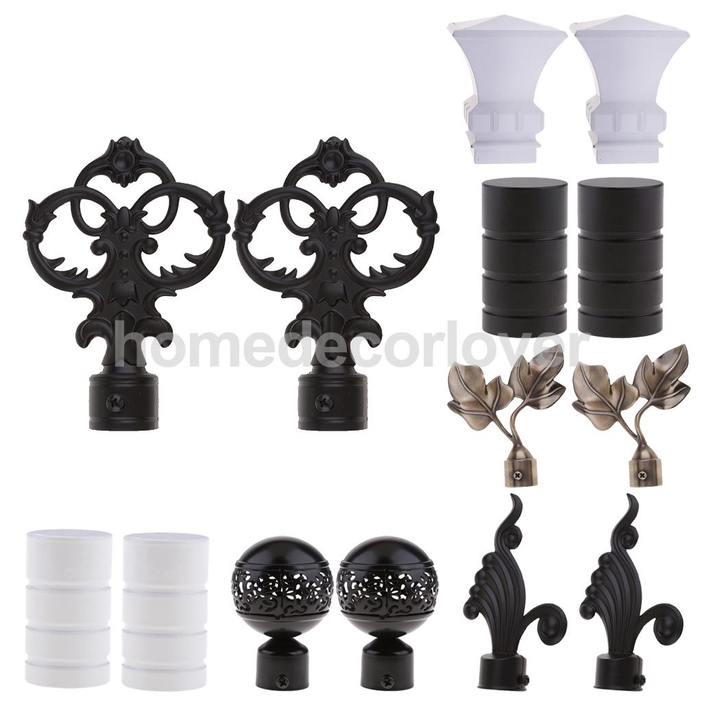 1 Pair Metal Drapery Curtain Rod Ends Caps Finials for 22mm/ 28mm Dia. Pole