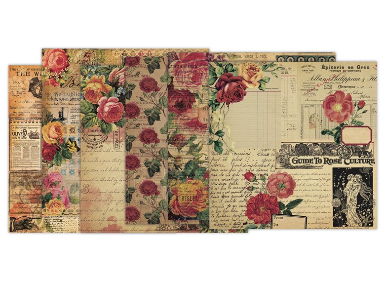 2022 DIY vintage rose Scrapbooking paper pack of 24 sheets handmade craft paper craft Background pad