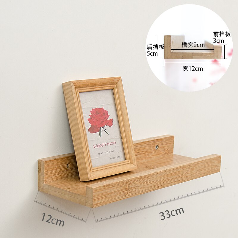 Pure solid wood one-word partition oak wall rack wall hanging living room TV wall shelf bedroom wall board: Natural trumpet