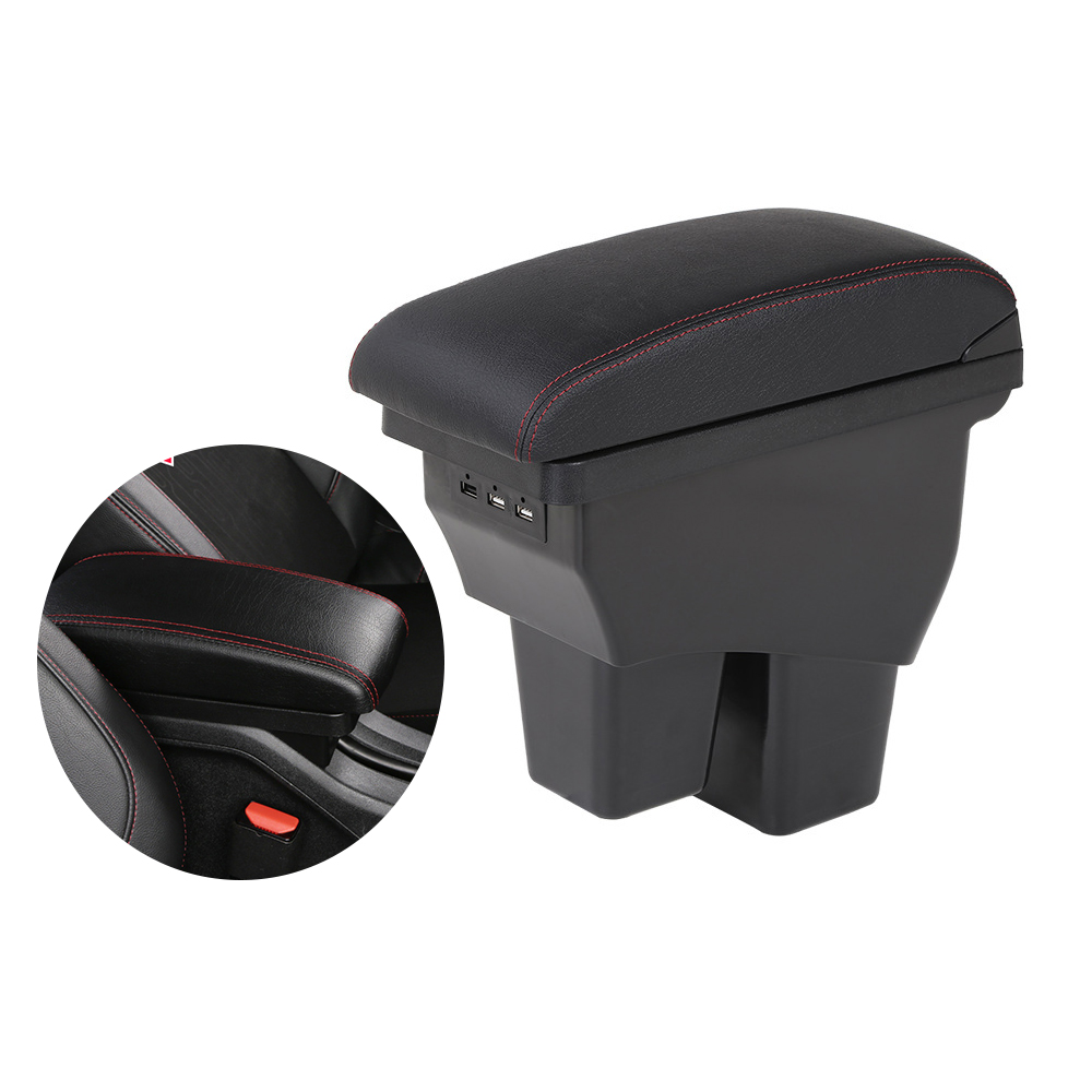 Auto Armsteun Box Armleuningen Leather Center Double Layer Opbergdoos 3 Usb Compatibel Met Peugeot