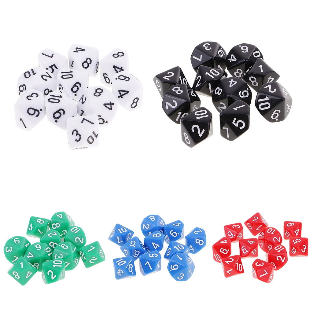 10pcs 10 Sided Dice D10 Polyhedral Dice for Party Games