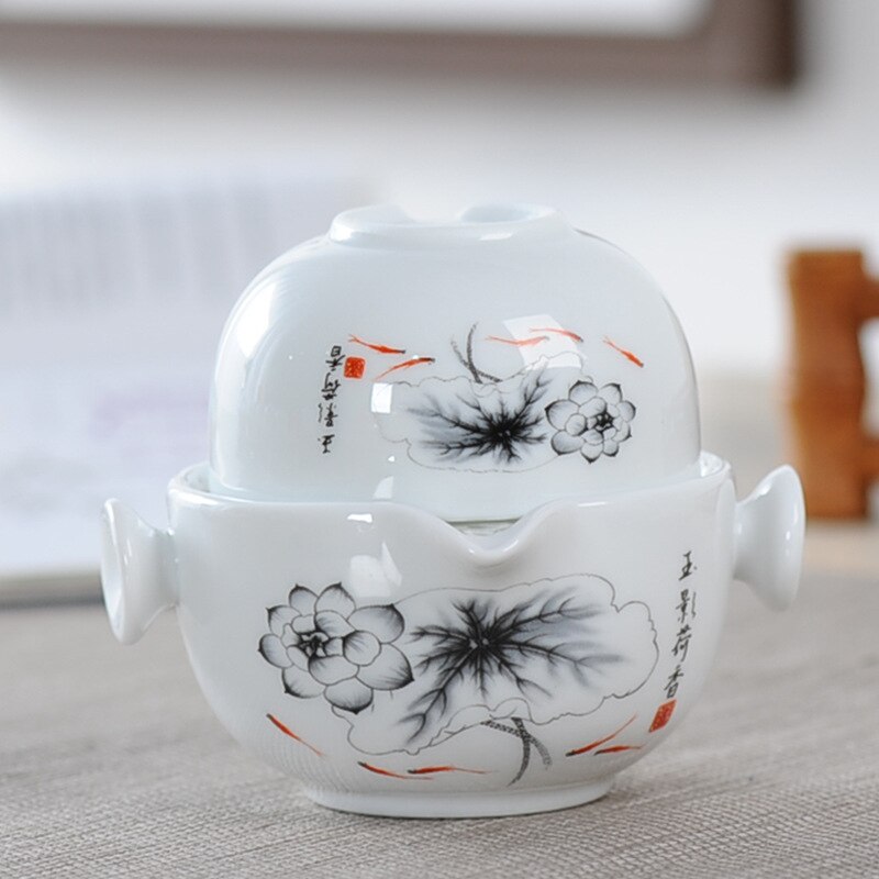 Ceramics Tea set Include 1 Pot 1 Cup, and easy gaiwan,Beautiful and easy teapot kettle,kung fu teaset: 07