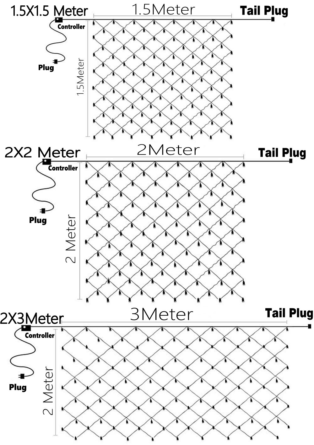 4mx6m 2mx3m 2mX2m Weihnachtsgirlanden LED Schnur Weihnachten Netz Licht Gebühr Weihnachten Party Garten Hochzeit Dekoration Vorhang Licht