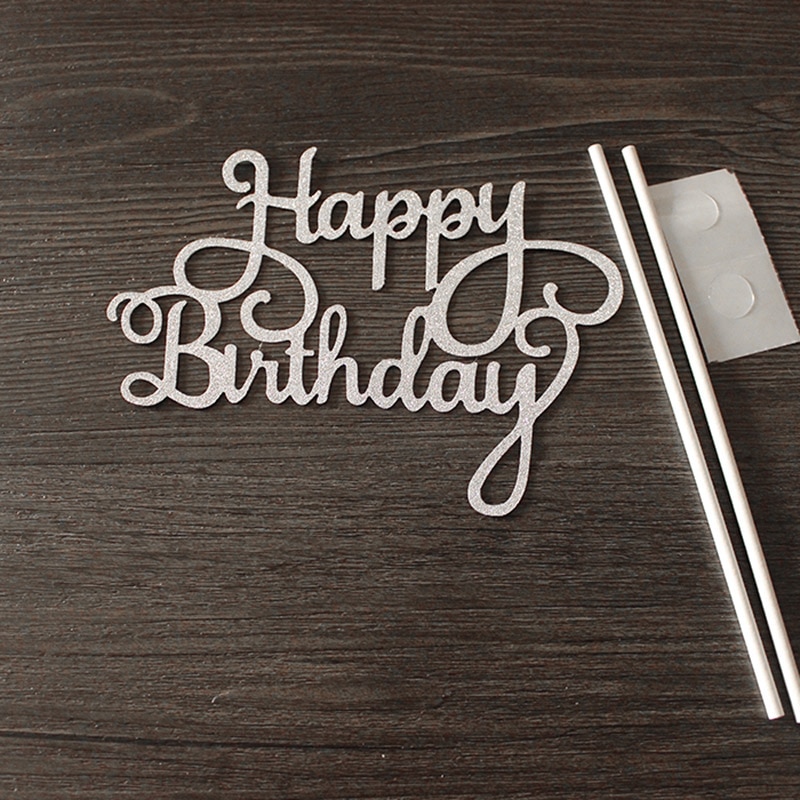 Cupcake cake topper grattis på födelsedagen flaggor dubbel pinne för familjens födelsedagsfest bakning dekoration tillbehör  mu8669