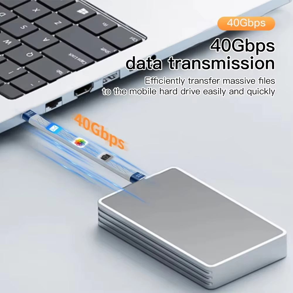 USB-C naar USB-C 240W korte kabel Snel opladen Type-C-snoer 40Gbps gegevensoverdracht 8K platte slanke FPC-gegevensoplaadverlengkabel ﻿